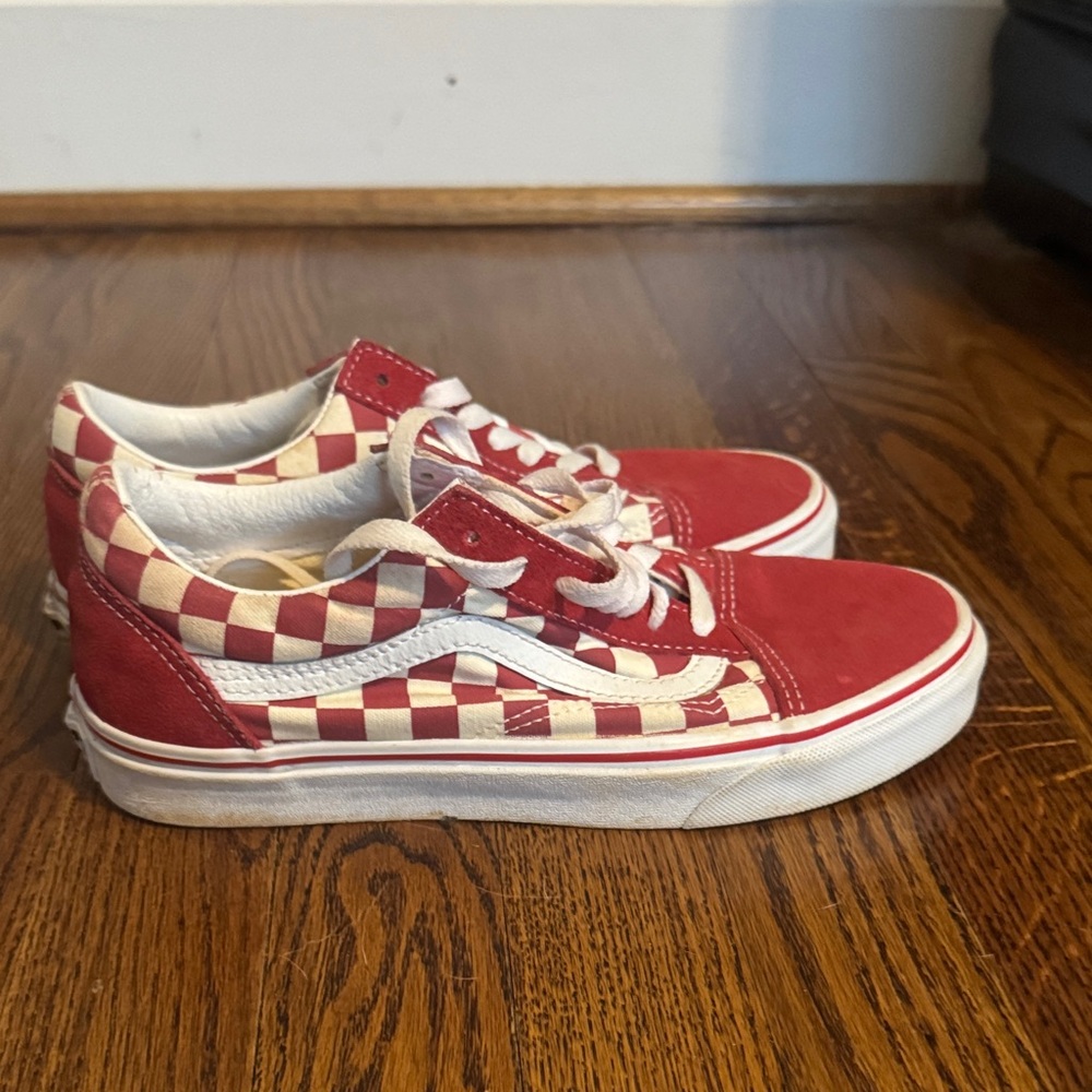 Vans Red and White Checkerboard Old Skool Sneakers